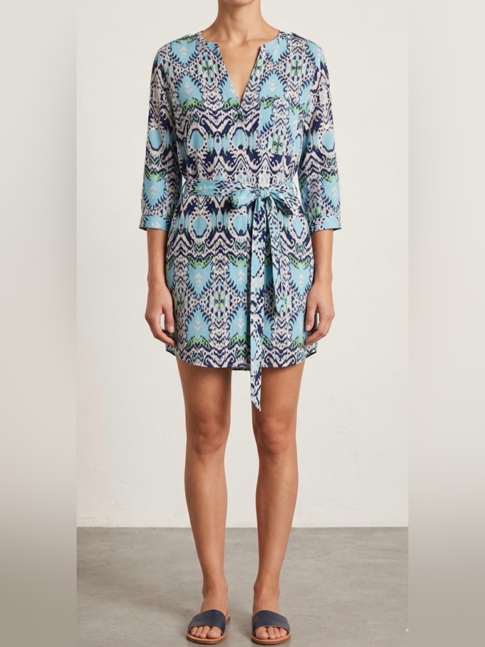 Aztec Print Mini Dress With Belt
